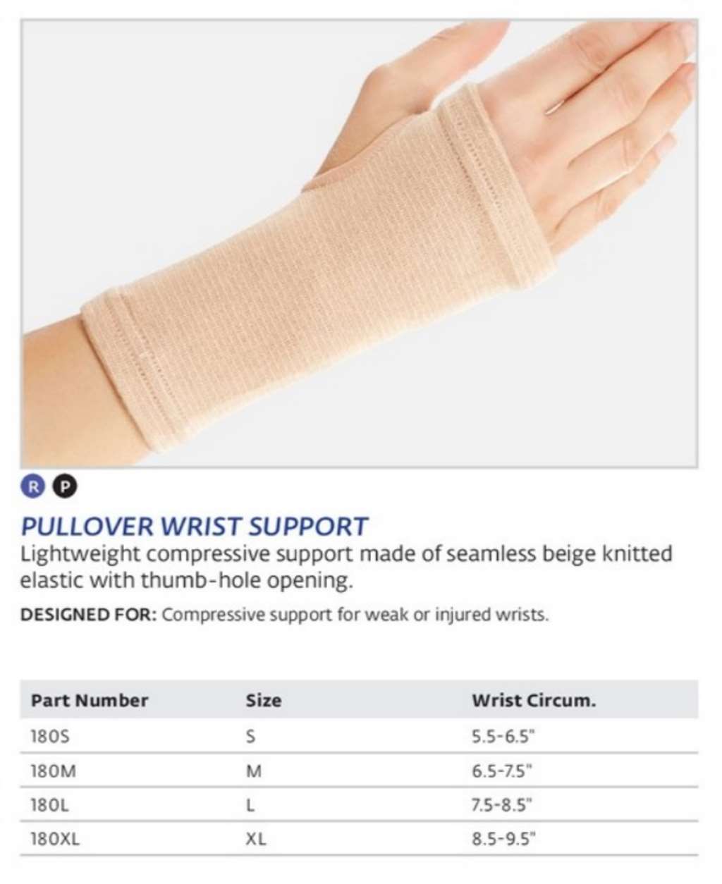 DJO Bell-Horn Pullover Wrist Support (Beige) Small – Compressive Support for Wea