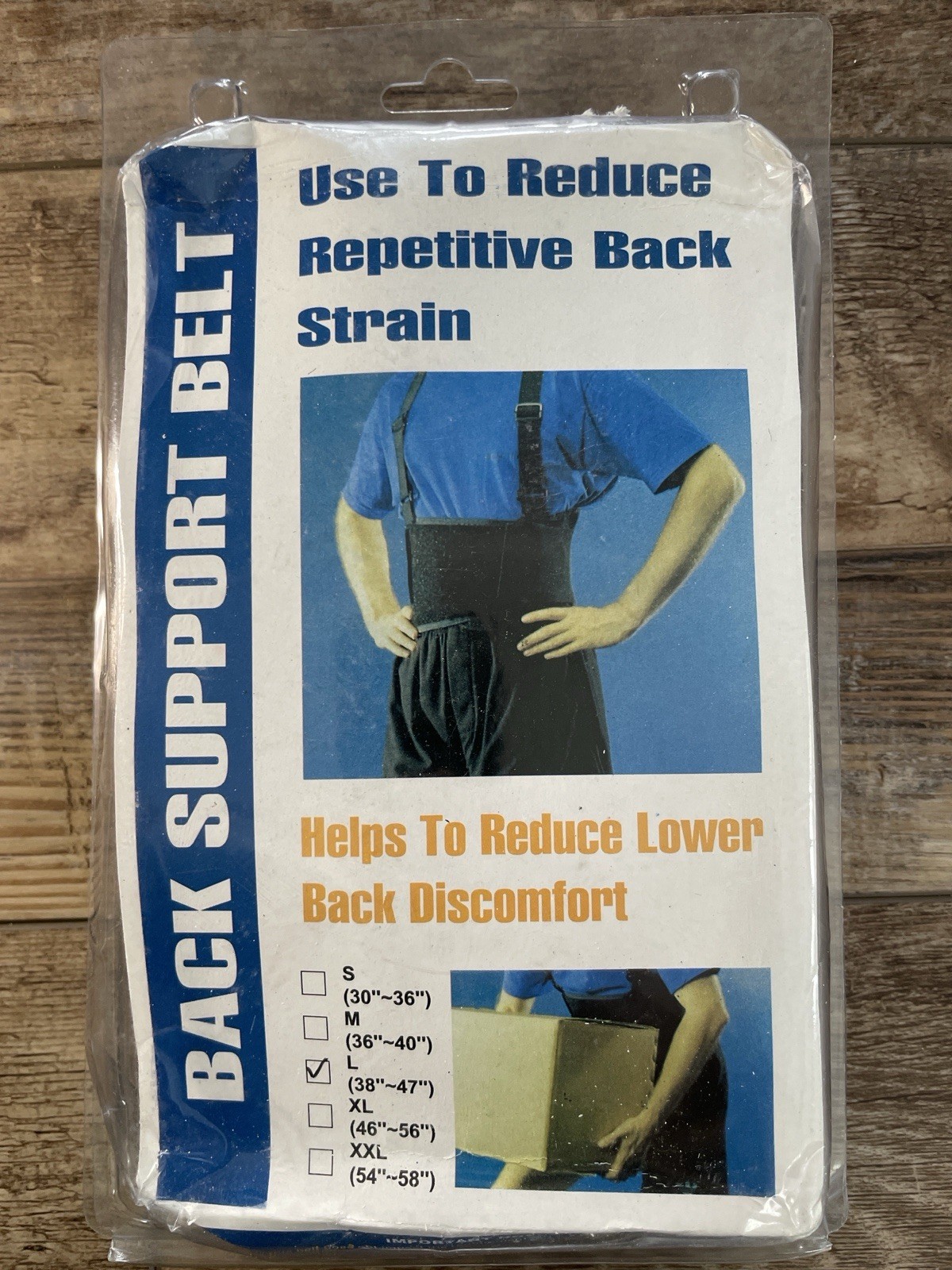 Back Support Belt Men’s Size L 38-47 Waist Suspender Style Work Brace