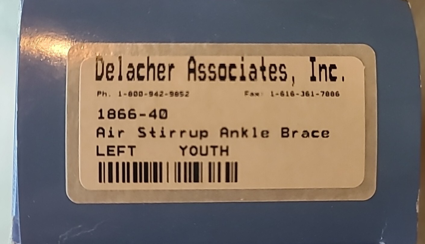 Delacher Associates Air Gel Ankle Stirrup Brace Left Youth