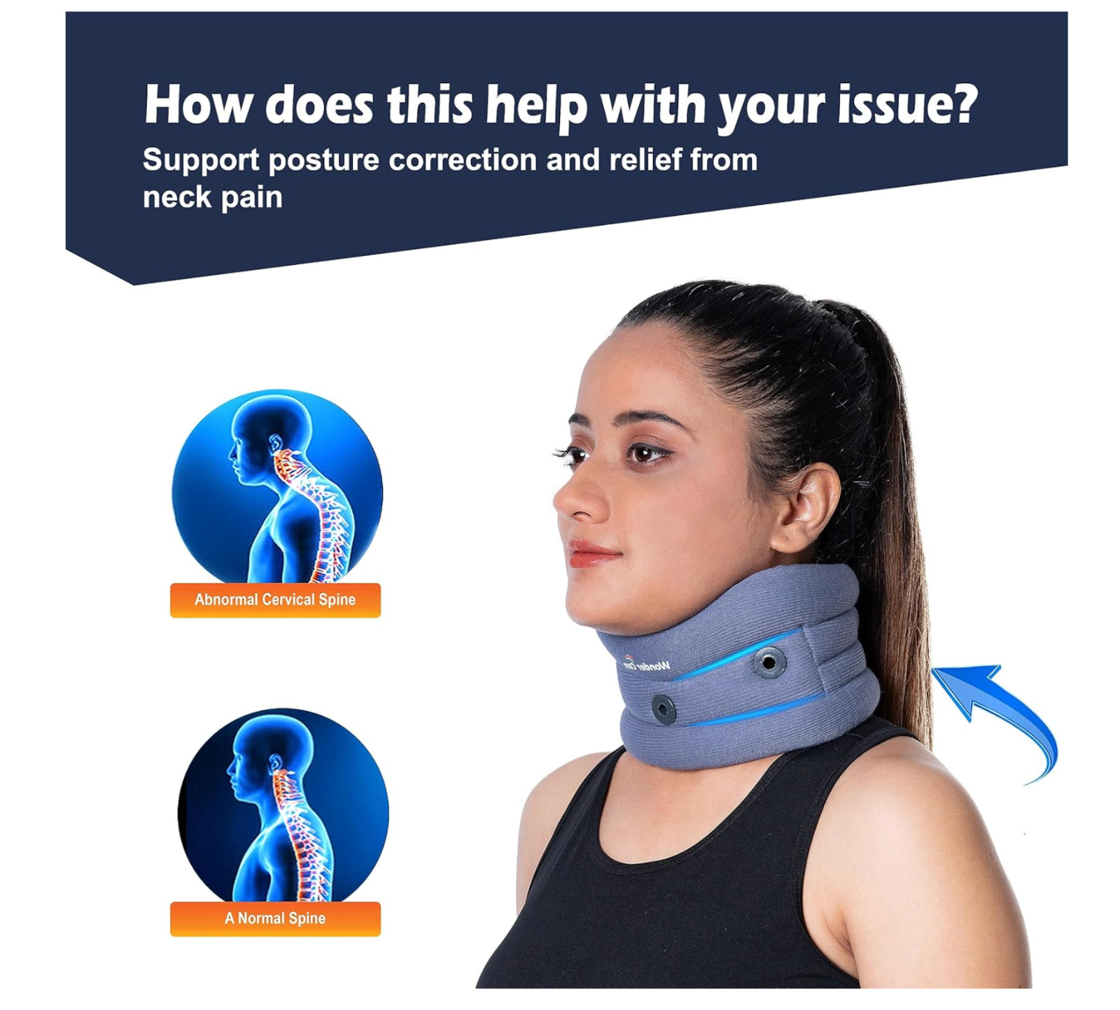 🩵 Wonder Care Soft Cervical Neck Brace Collar Pain Relief Support – Ships fast
