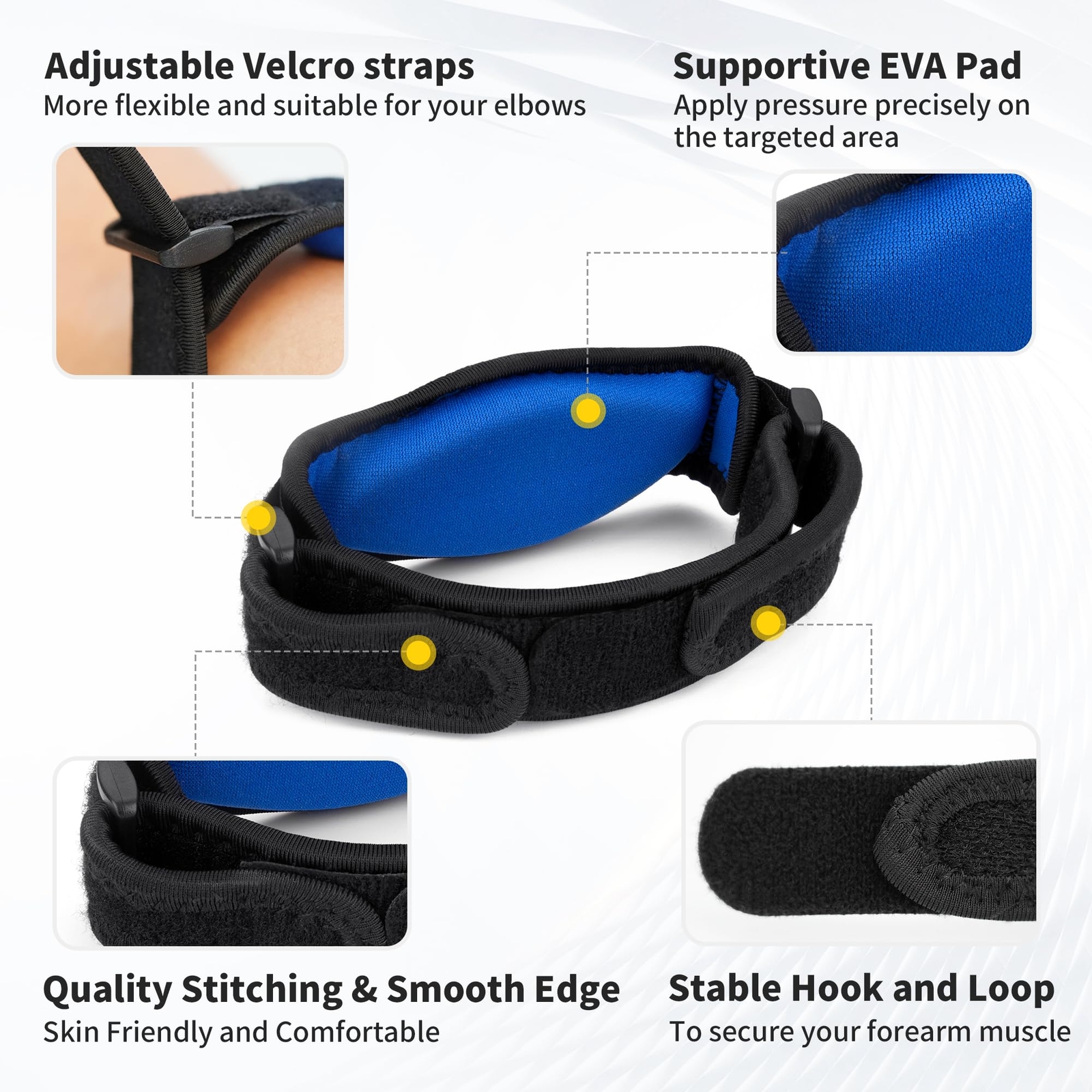 Tennis Elbow Brace 2 Pack with Compression Pad Adjustable for Pain Relief