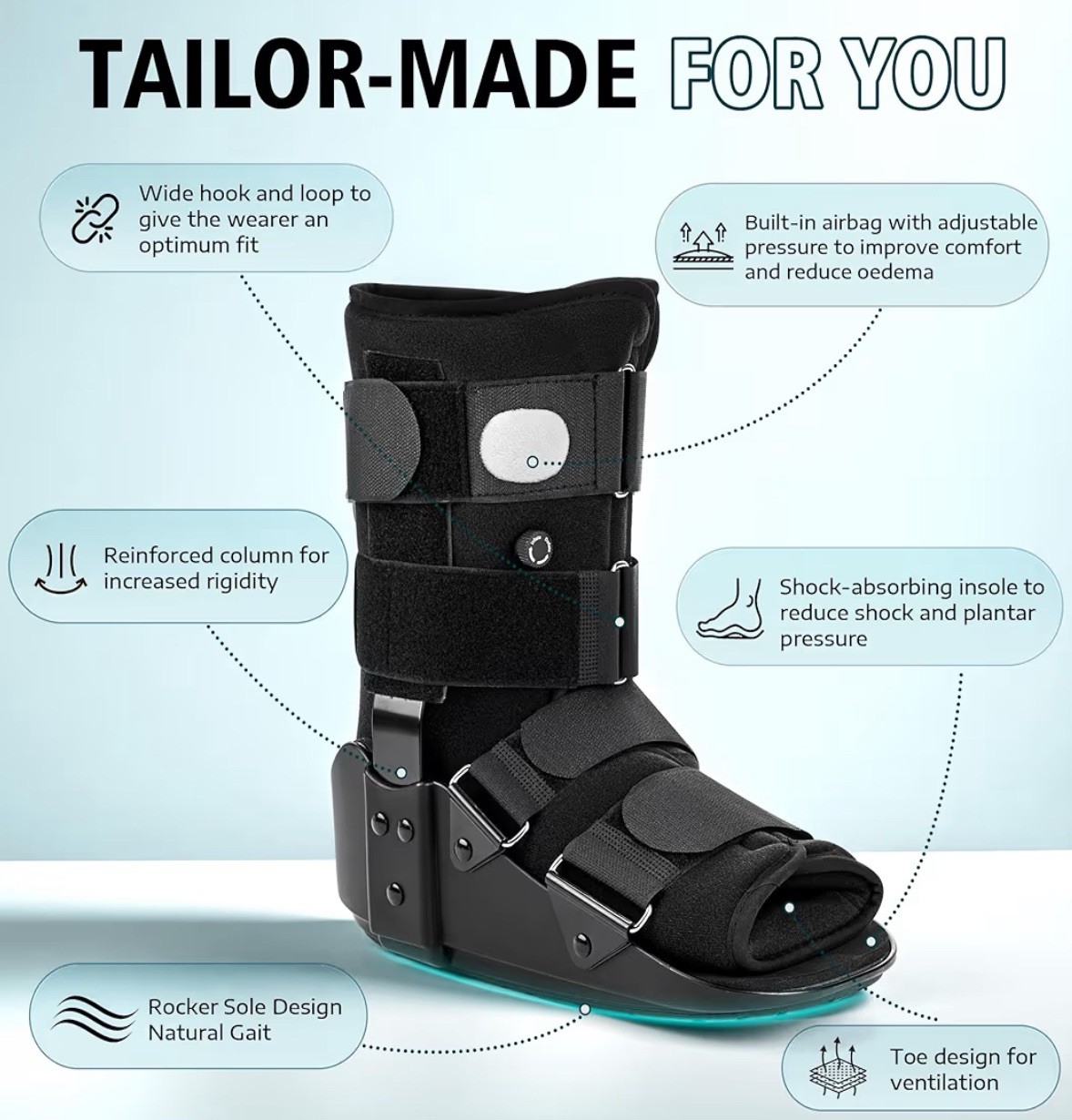 Medibot Advanced Walking Boot for Ankle Injuries,Adjust Air Splint w/ Pump,Large