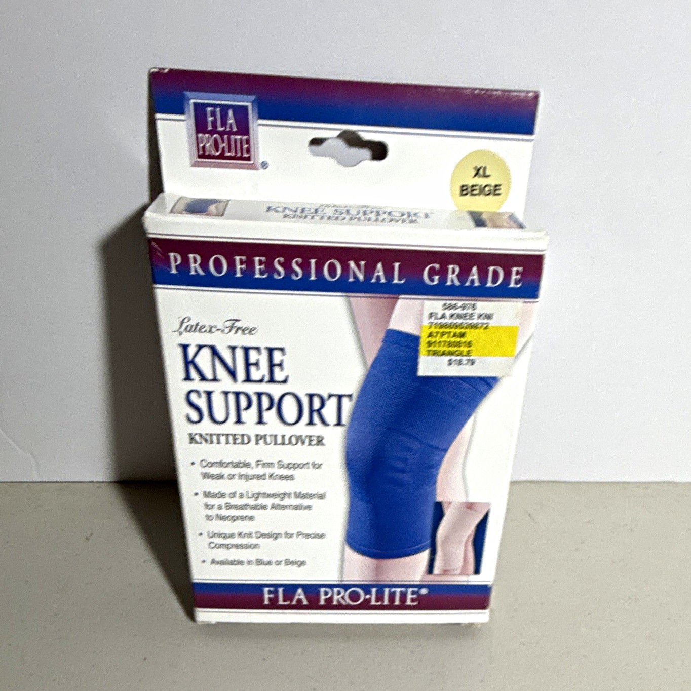 FLA Pro-Lite Latex-Free Knit Knee Support Sleeve XL Beige 37-4001LBEG