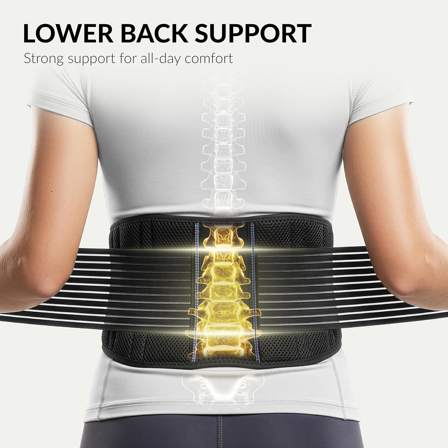 Back Support Belt for Men and Women – Breathable Waist Lumbar Lower Back Brace f