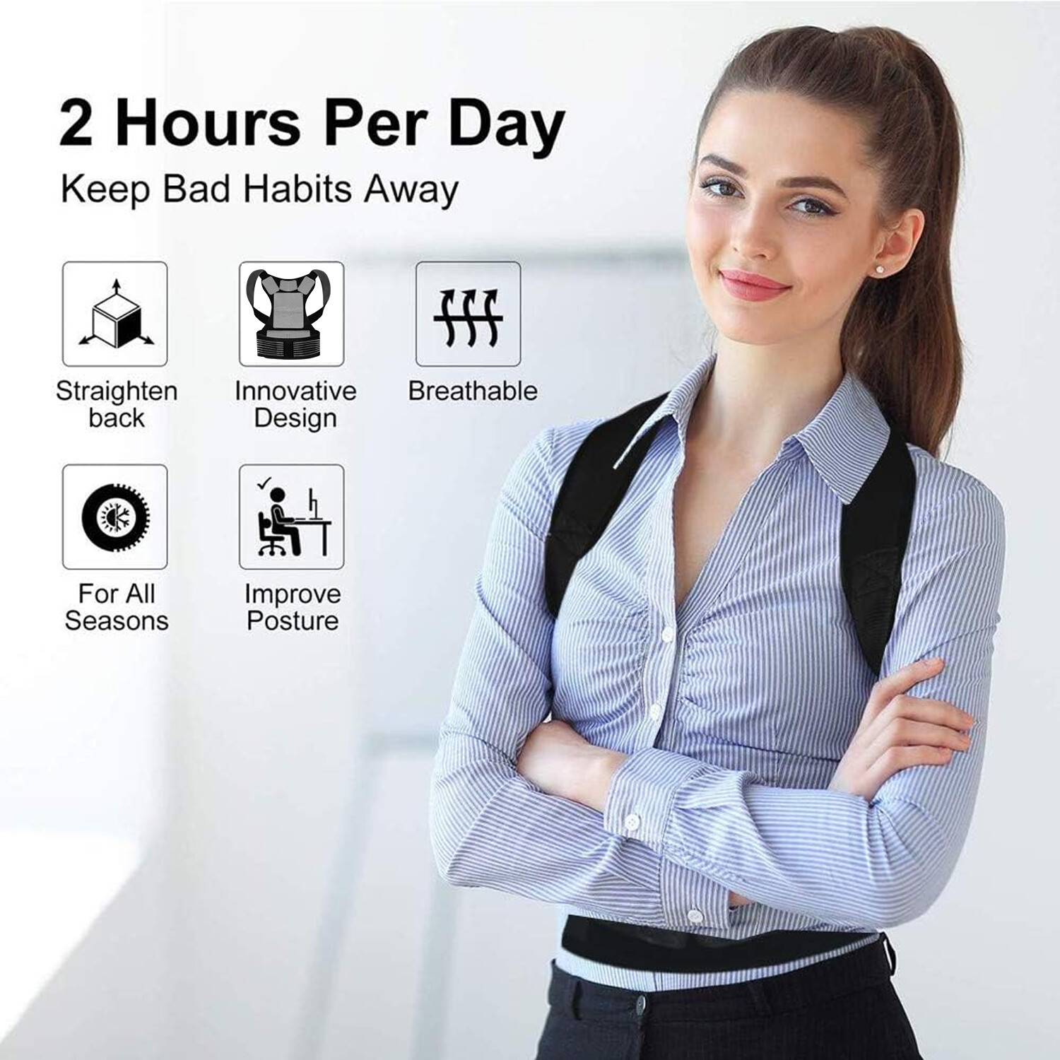 Posture Corrector Support Brace Magnetic Back Shoulder Brace Belt Band Unisex US