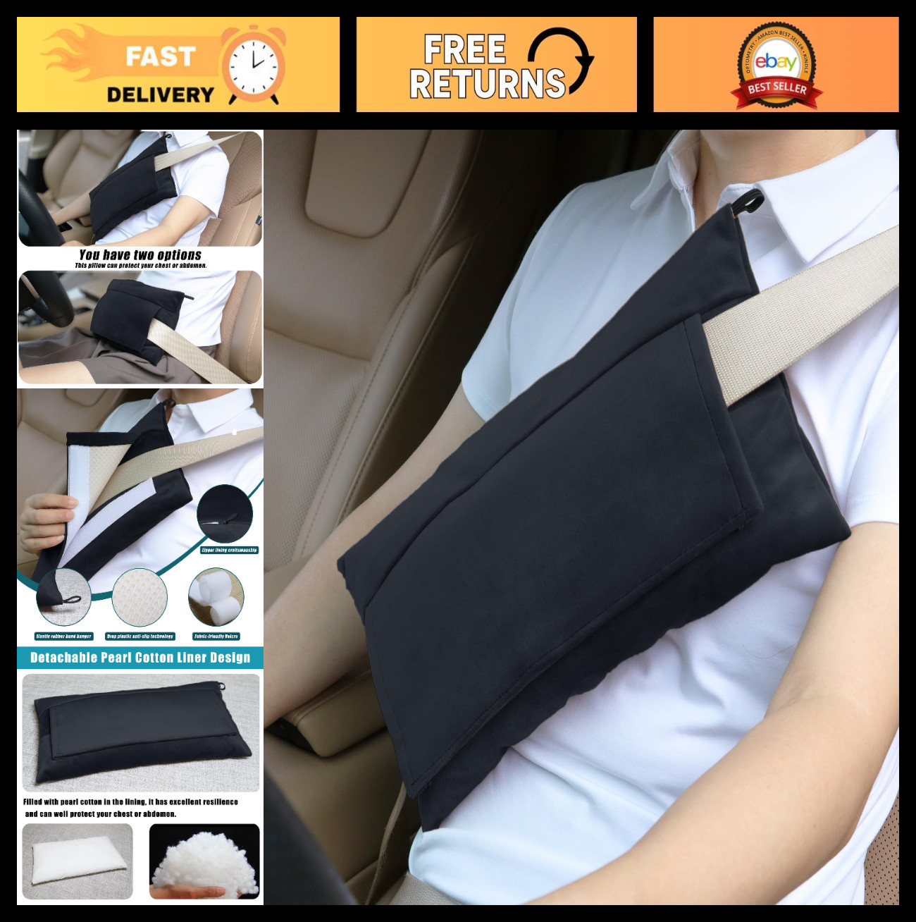 Soft Seatbelt Pillow for Post-Surgery Recovery, Mastectomy & Hysterectomy Cushio