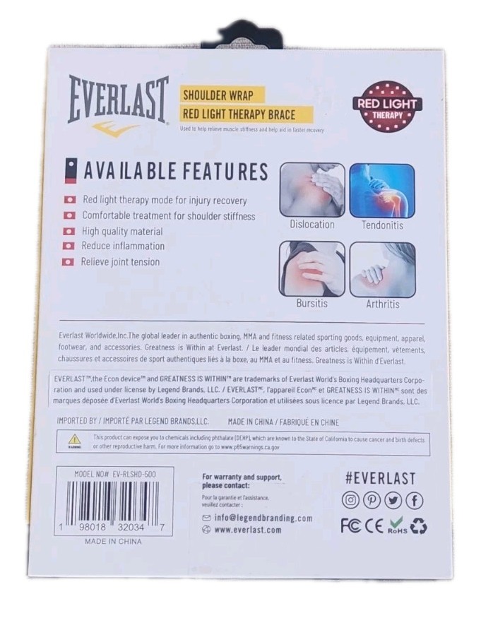 NIB! Red & Infrared Therapy Shoulder Wrap Brace by Everlast