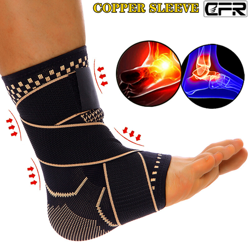 Copper Ankle Support Brace Compression Sleeve Socks Fasciitis Foot Pain Relief