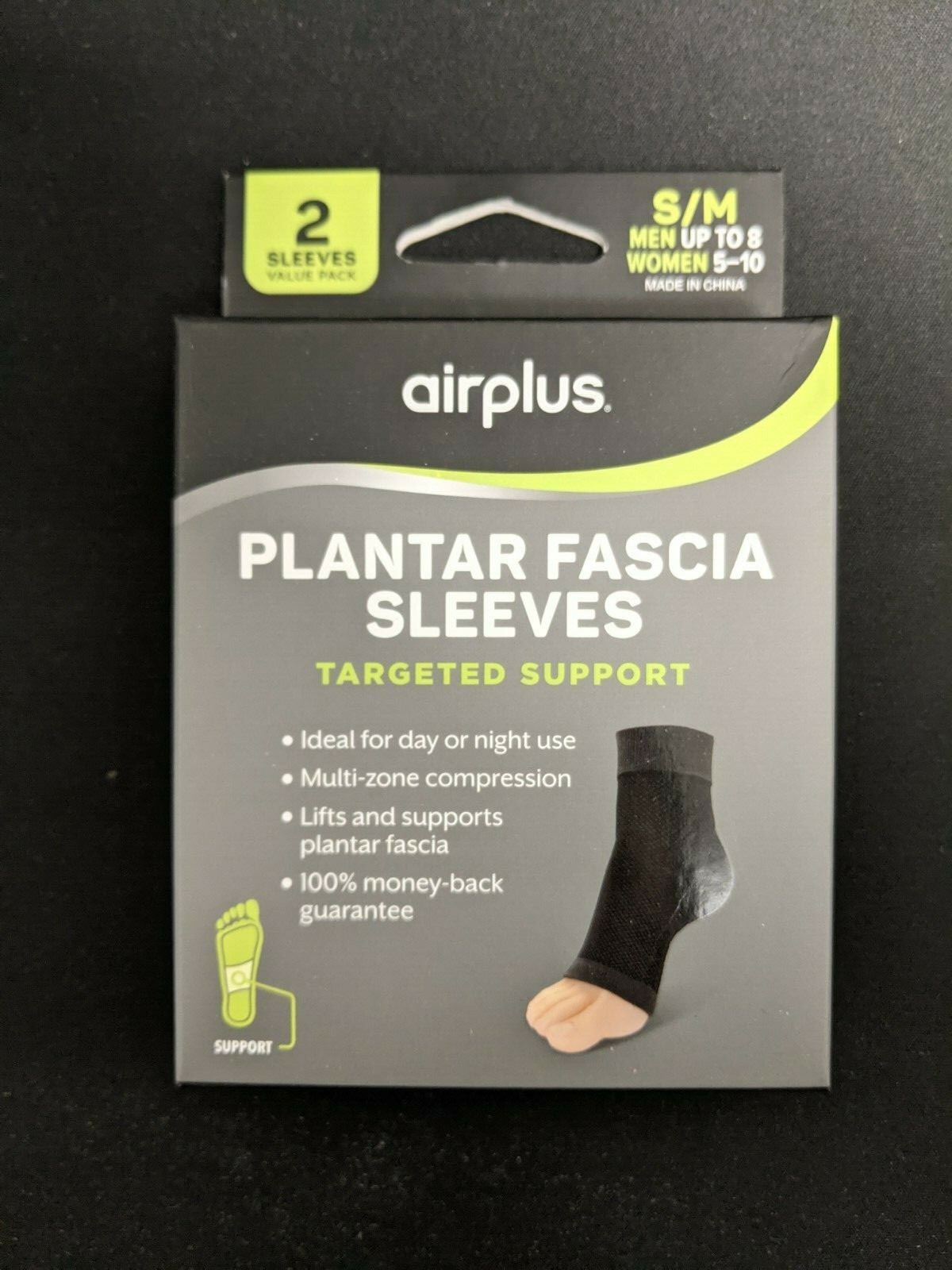 Airplus Plantar Fascia Sleeve Targeted Support – 2 Sleeves – size S/M