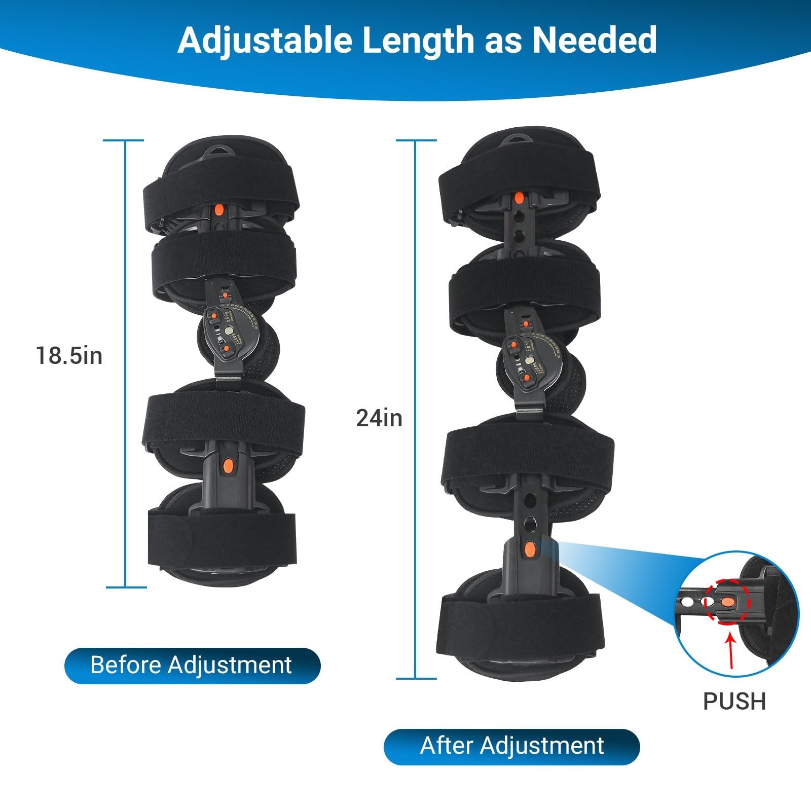 FocuBoody Hinged ROM Knee Brace,Unloader Knee Brace,Knee Immobilizer Brace,ACL
