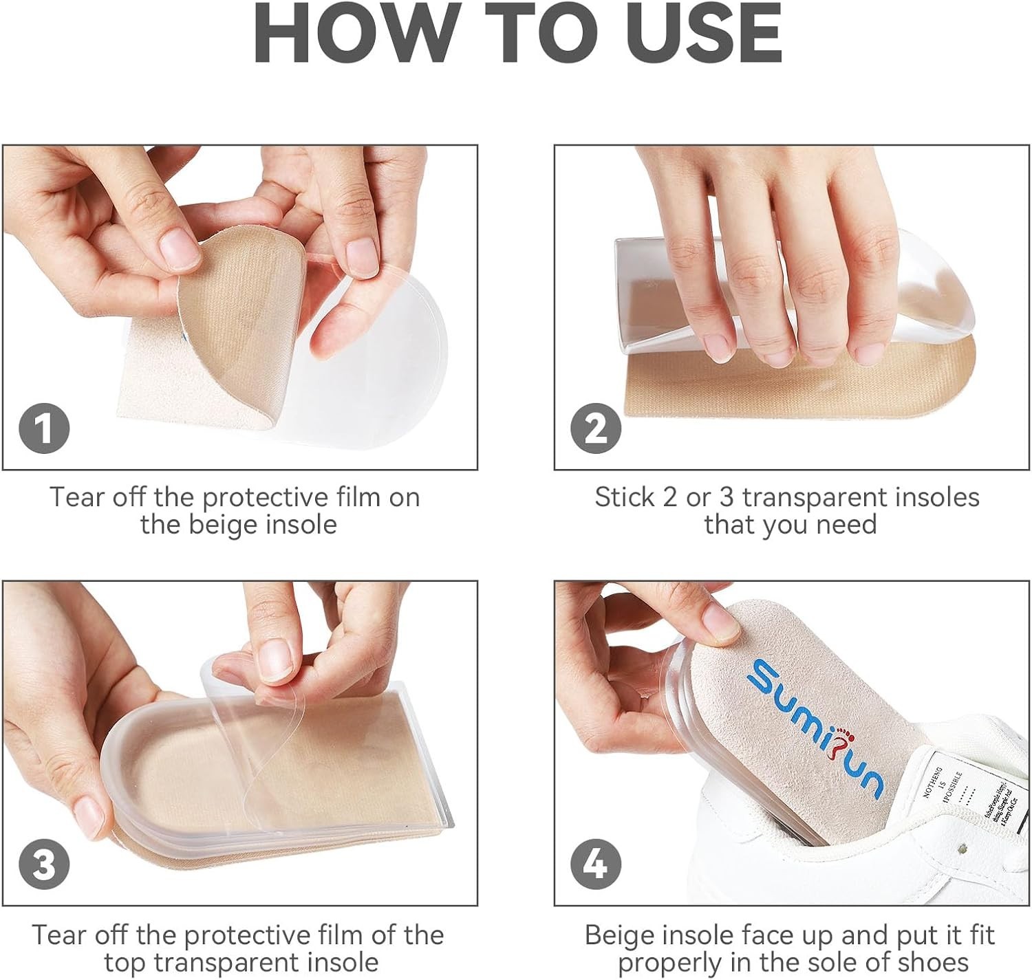 Adjustable Gel Heel Lifts (1 Pair), 1″ Height Increase Insoles with High-Density