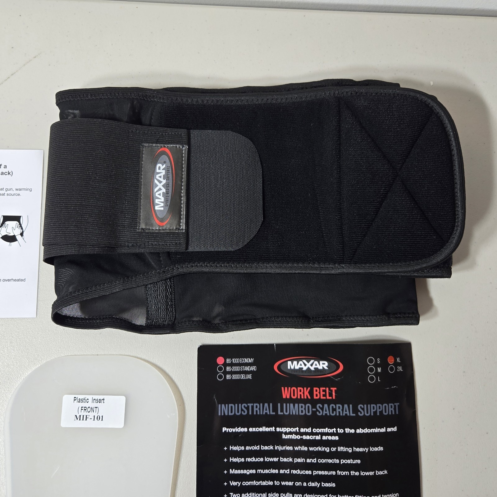 MAXAR ITA-MED Industrial Lumbo-Sacral Support Work Belt Black Plastic Insert