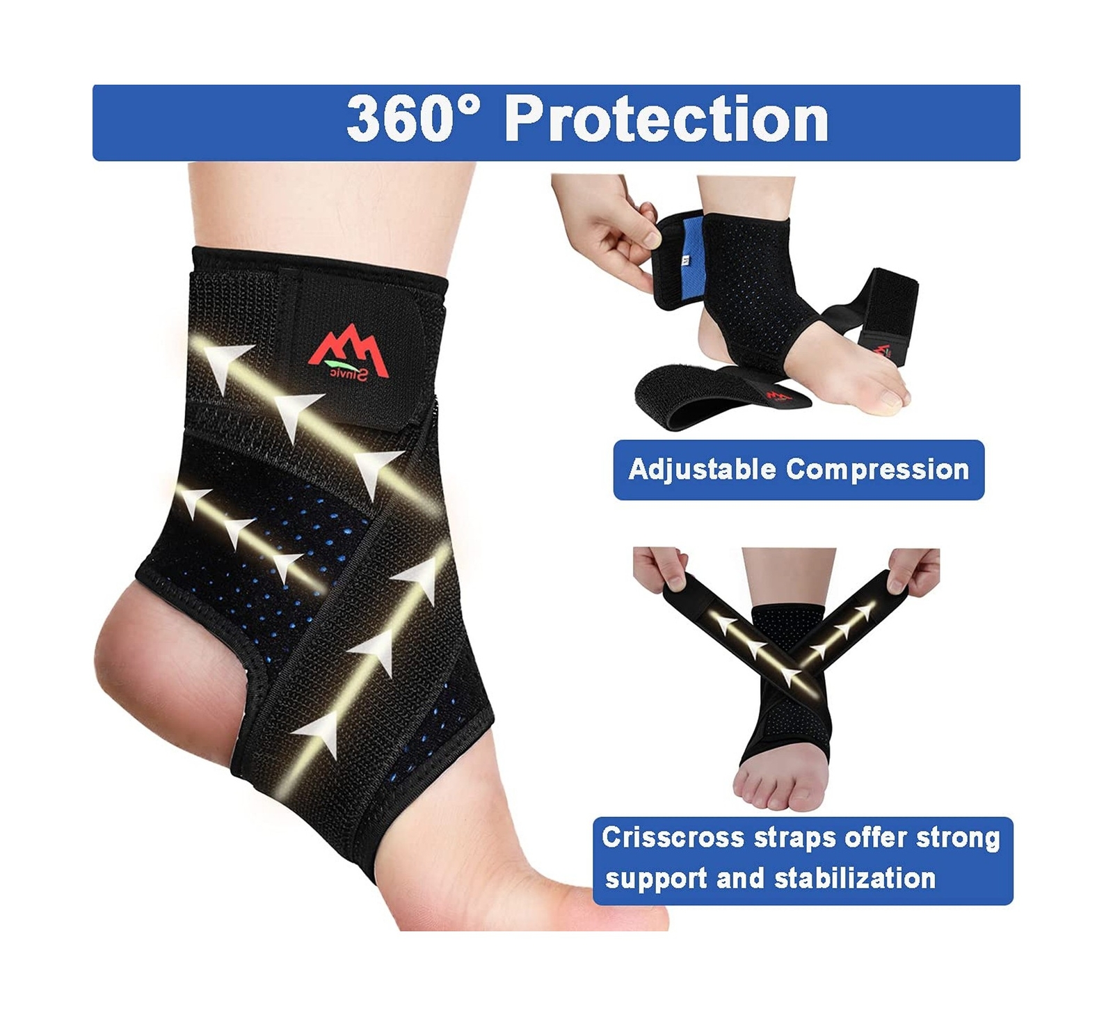Ankle Brace, 2PCS Ankle Braces for Men & Women, Adjustable Compression Ankle …