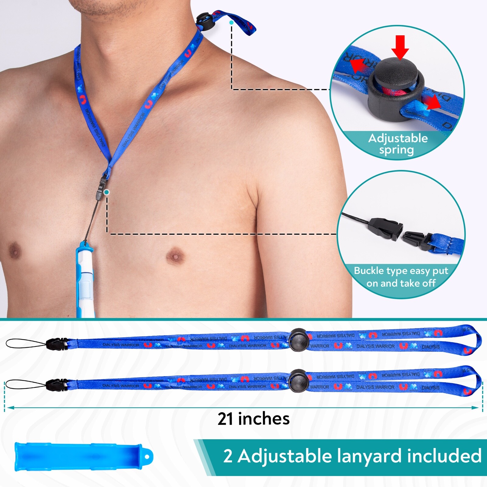 Peritoneal Dialysis Transfer Set Holder for Baxter 2 Lanyard PD Belt Accessories
