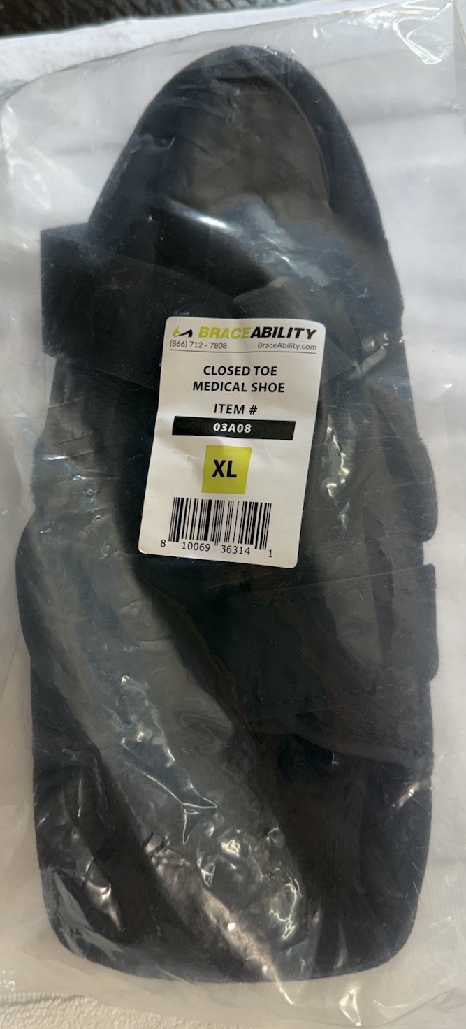Brace Ability Closed Toe Medical Shoe Size XL Black