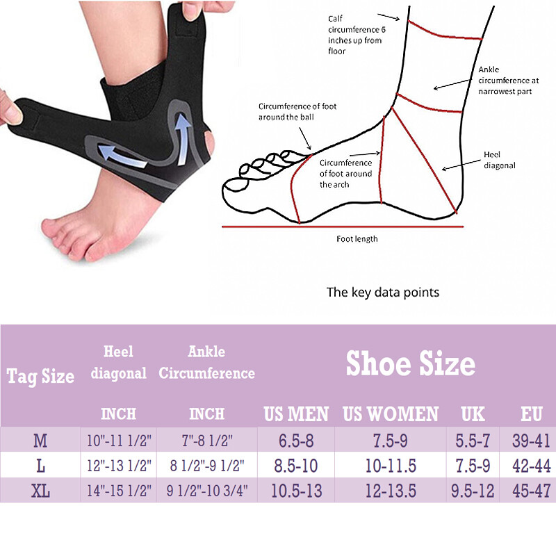 Ankle Brace Compression Support Sleeve Plantar Fasciitis Foot Wrap Pain Relief