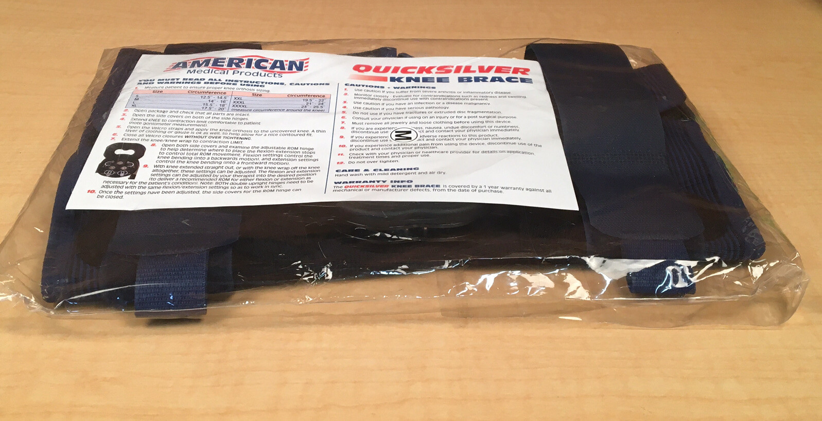 American Medical Products Quicksilver Knee Brace Blue Size Medium Brand New