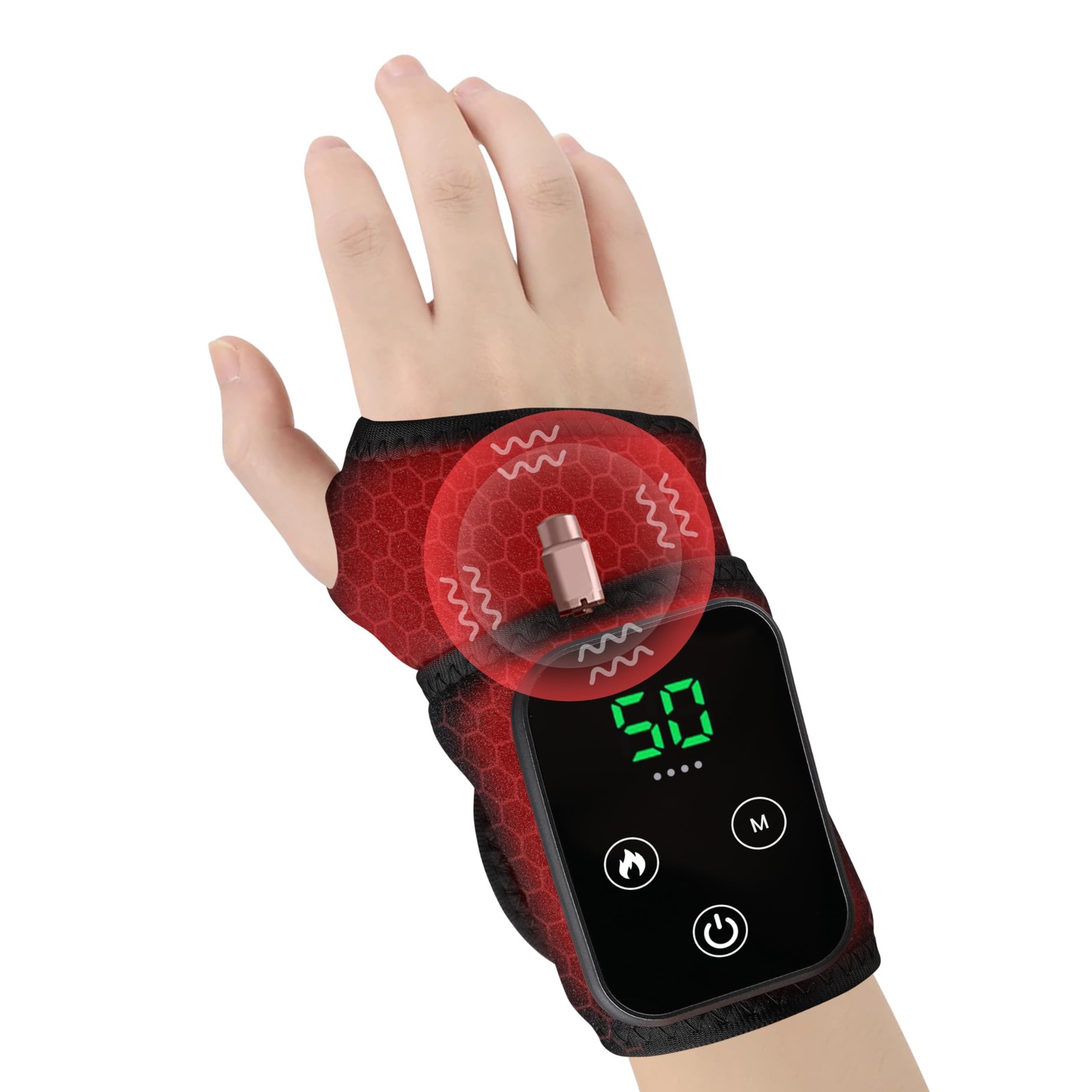 Cordless Wrist Heating Pad for Pain Relief – 5 Heat Levels & Vibration, 3000m…