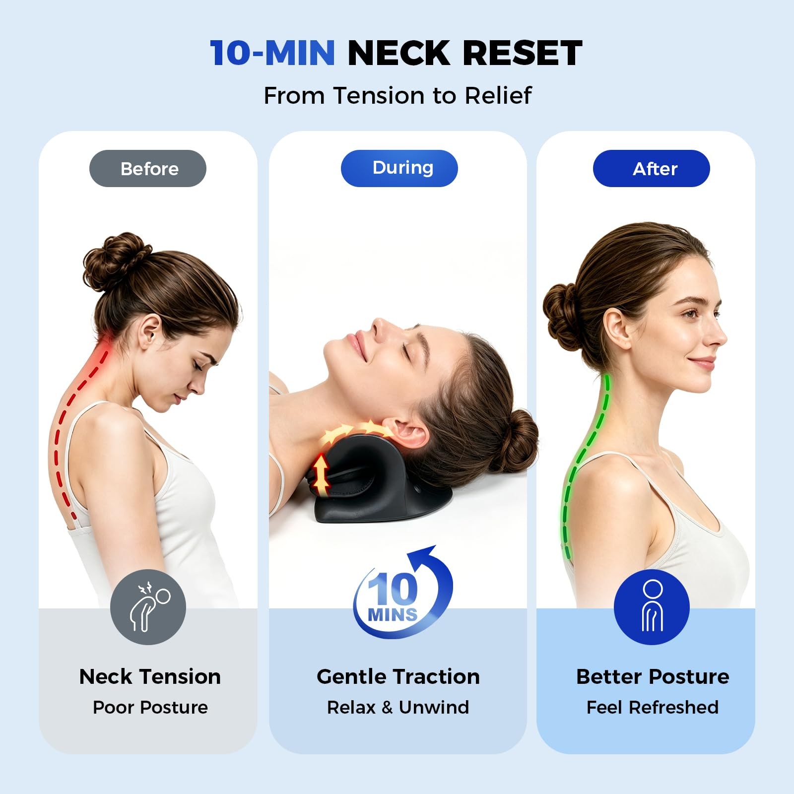 Neck Stretcher with Adjustable Airbag Height, Inflatable Neck and Shoulder Re…