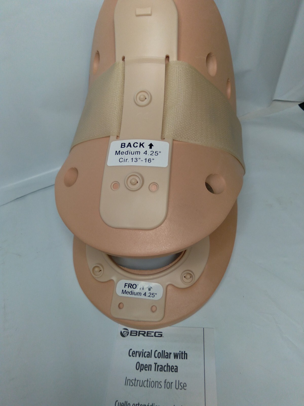 Breg 11343 Cervical Collar Neck Brace Open Trachea Splint Orthotic Medium 4.25″
