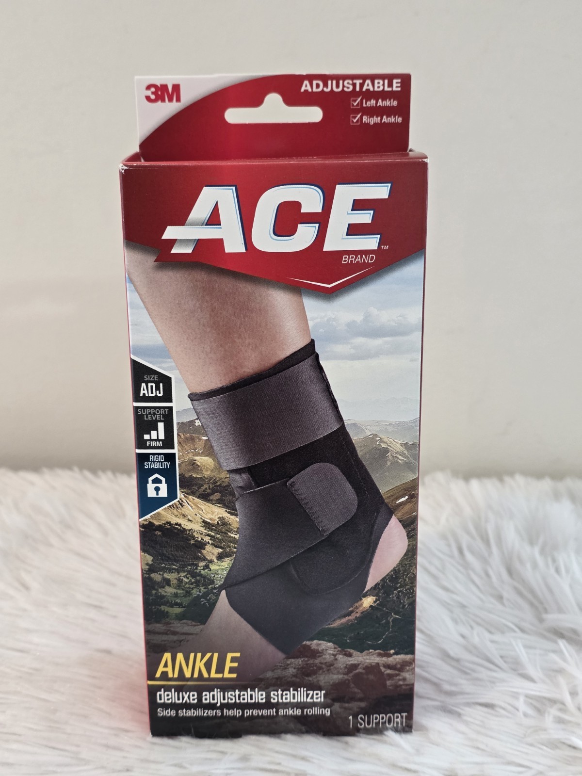ACE Deluxe Ankle Stabilizer, Adjustable, Black, Side Stabalizer, 1 count