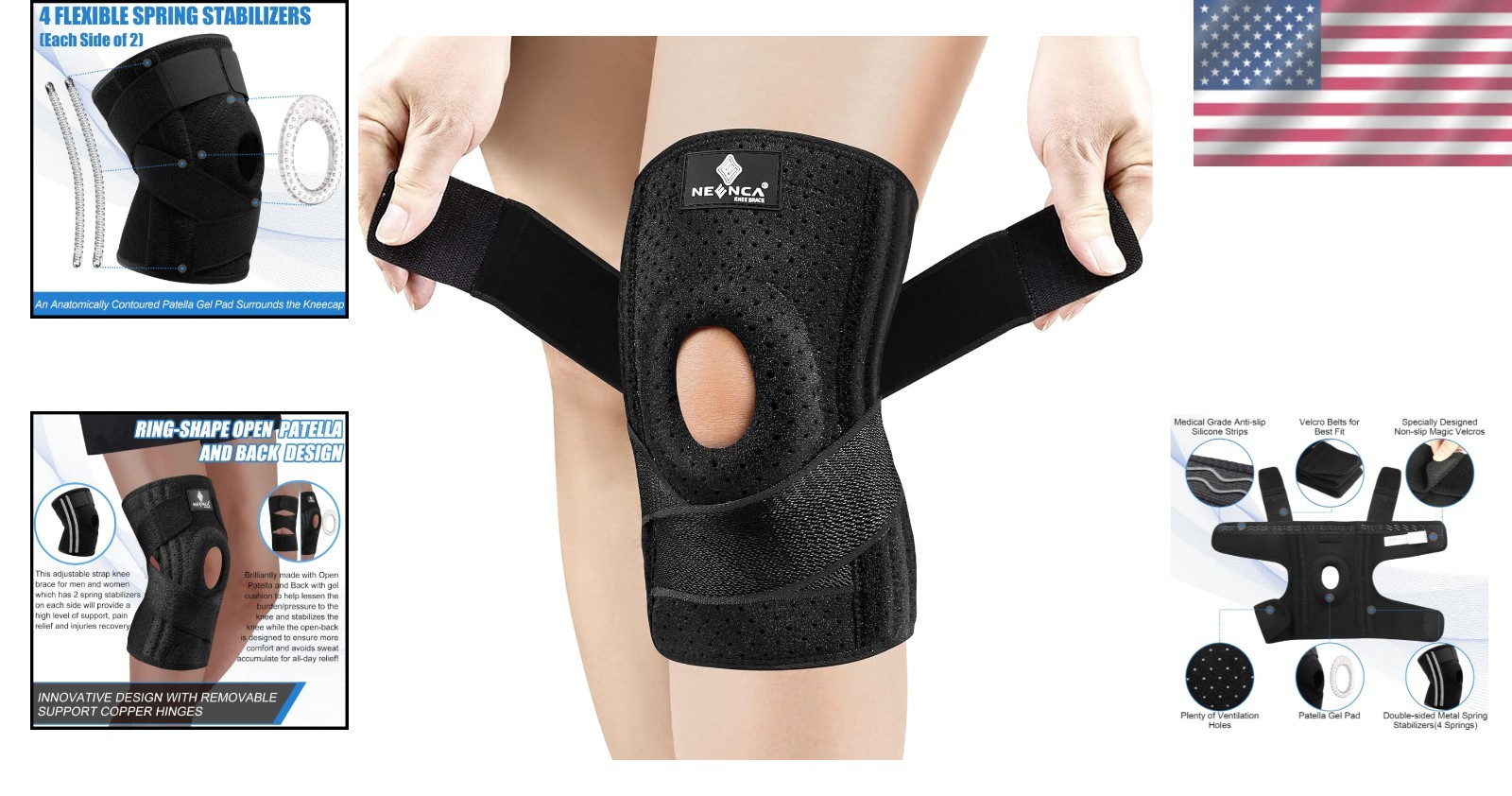 Comfortable Knee Wrap with Side Spring Stabilizers