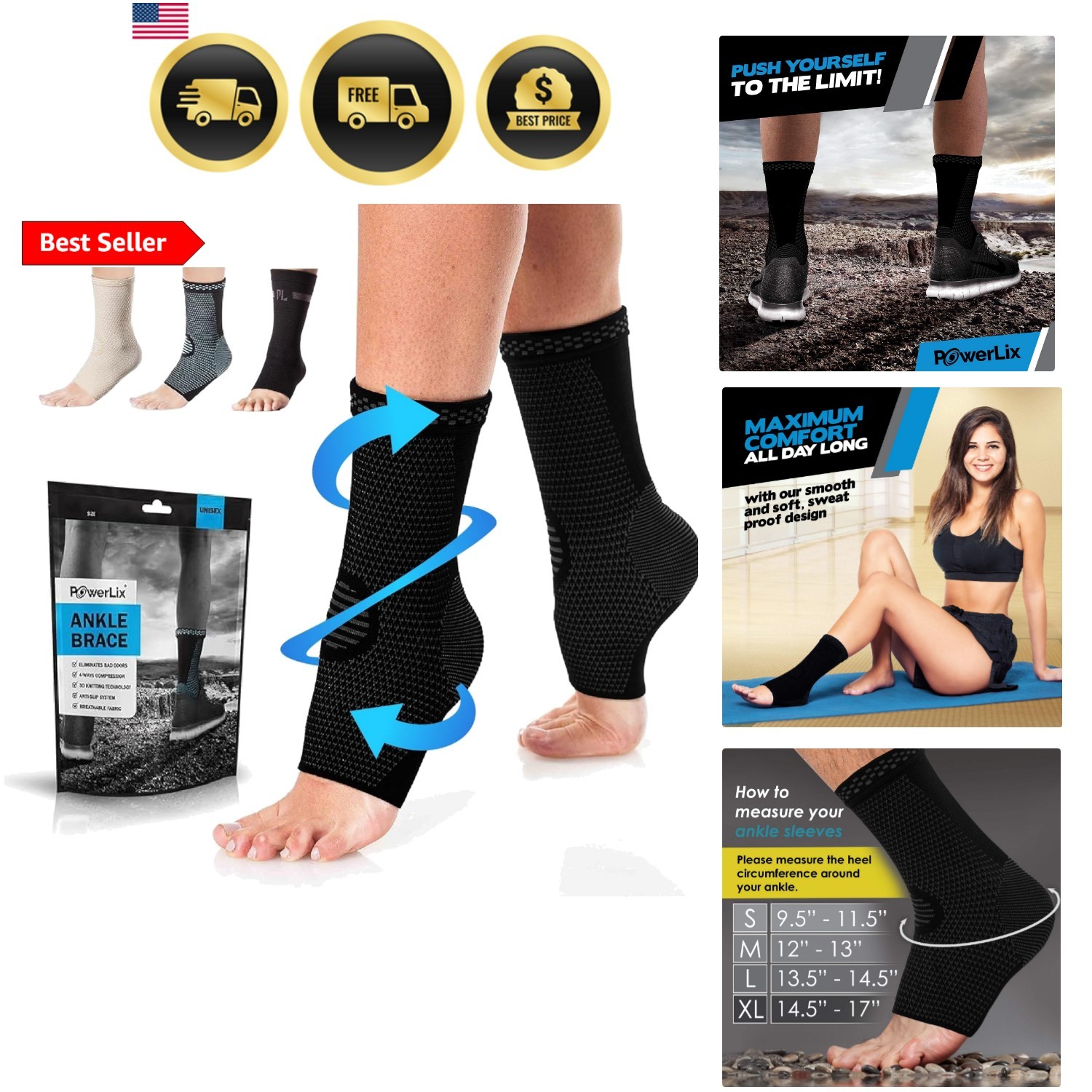 Legs Orthopedic Brace Compression Support Sleeve Pair for Swelling, Sprain, P…