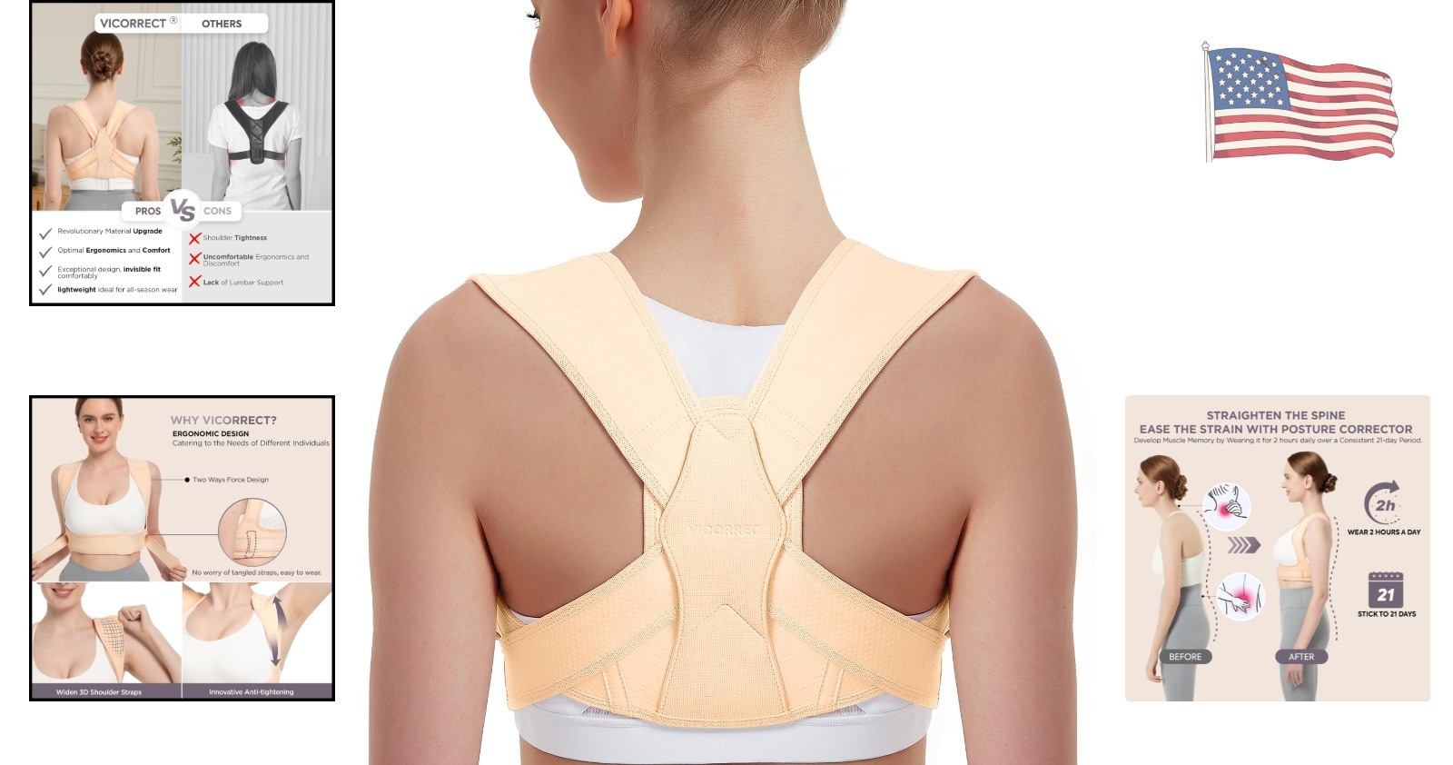Breathable Clavicle Support Posture Corrector for Adults – Small/Medium Fit