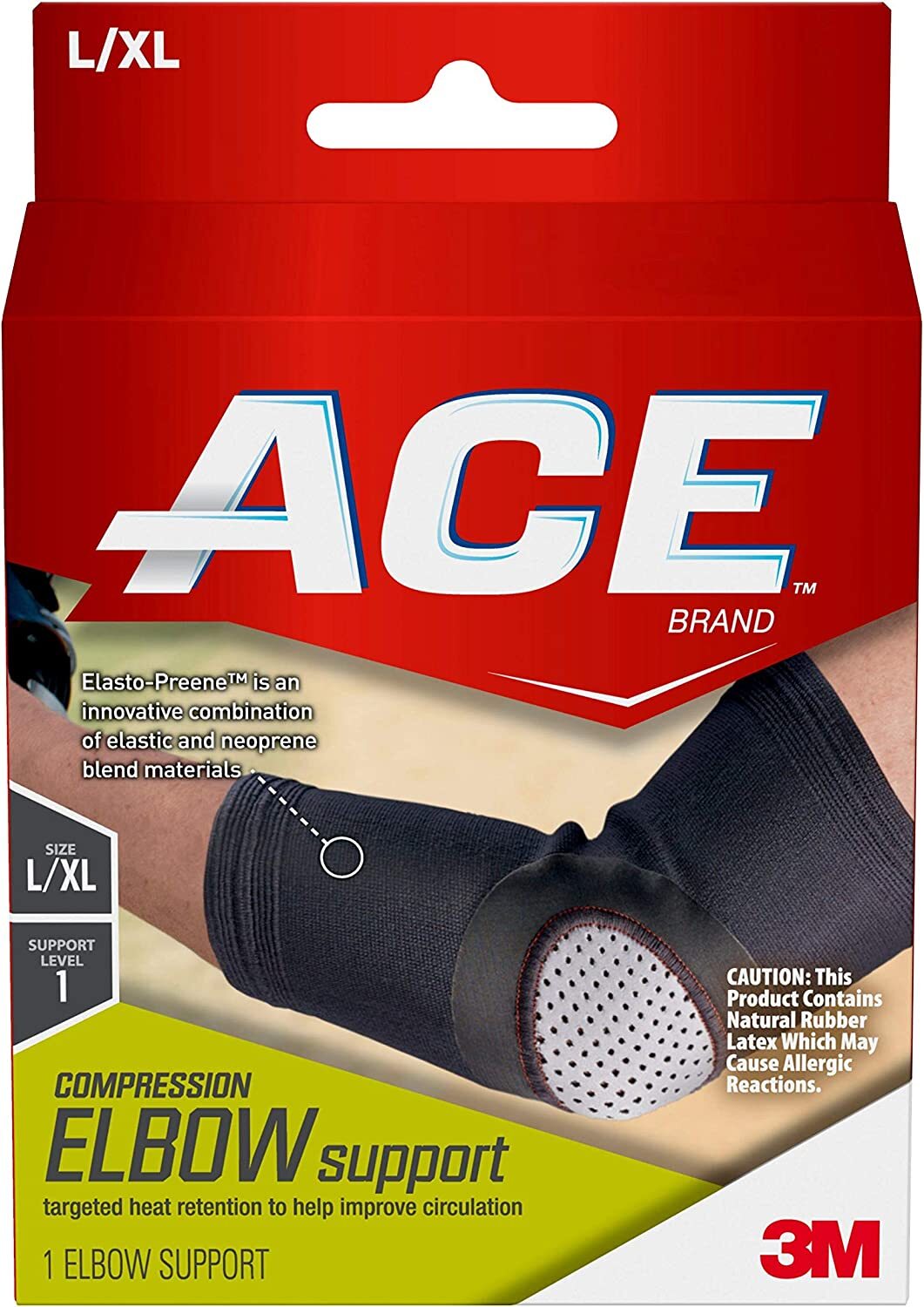 ACE Compression Elbow Support (Black Gray) Large/X-Large