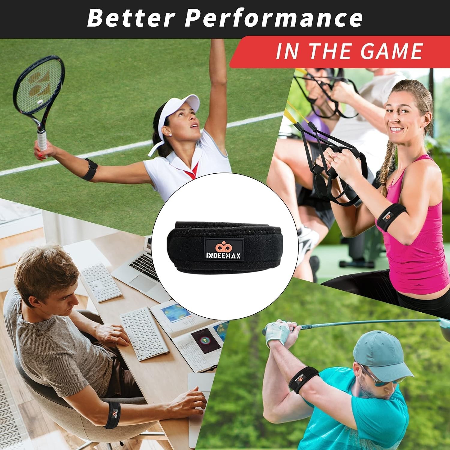 Elbow Brace for Tendonitis and Tennis Elbow for Women Men, 2 Pack Golfers Elb..