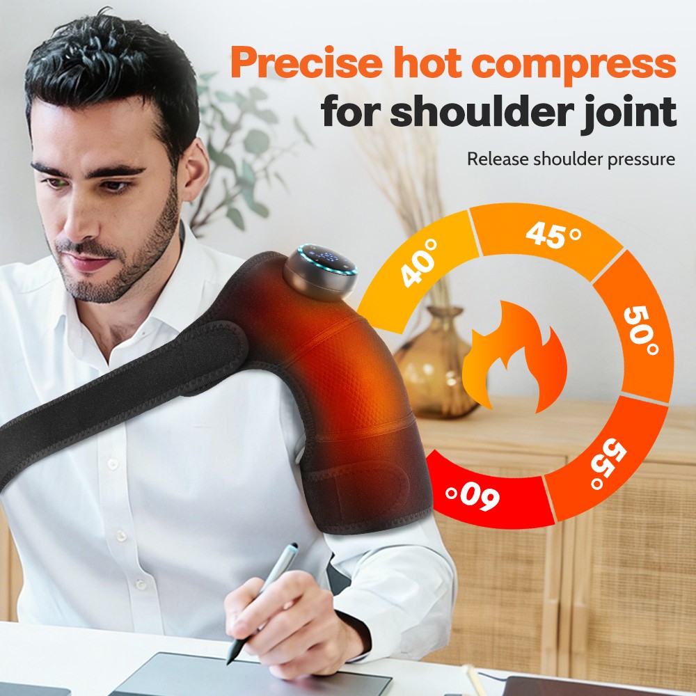 3 in 1 Electric Knee Massager Shoulder Brace 5 Vibration Modes, 5 Heating Levels