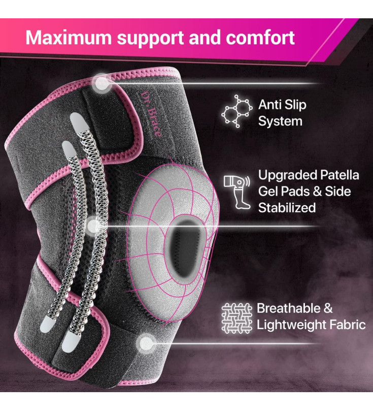 DR. BRACE ELITE Knee Brace with Side Stabilizers & Patella Gel Pads LARGE (D)