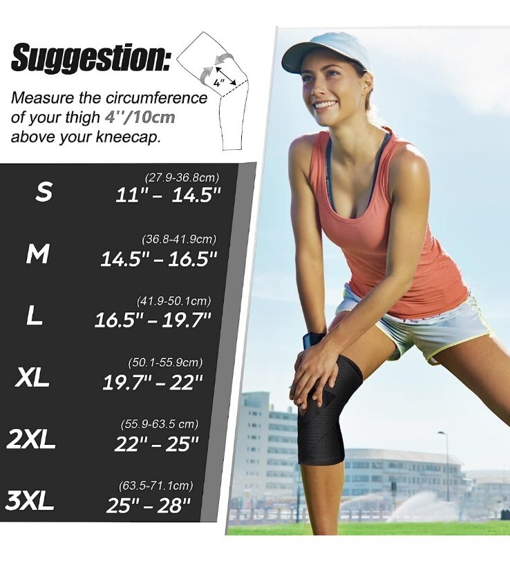 Knee Brace for Pain Compression Support Mesh Fabric Side Stabilizer Open Box-3XL