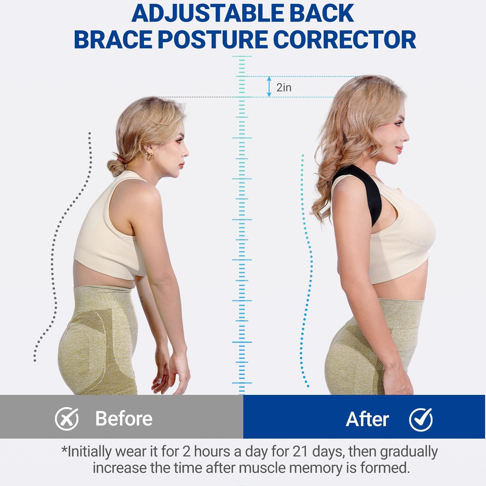 Posturace Posture Corrector for Women & Men – Adjustable One Size, Black
