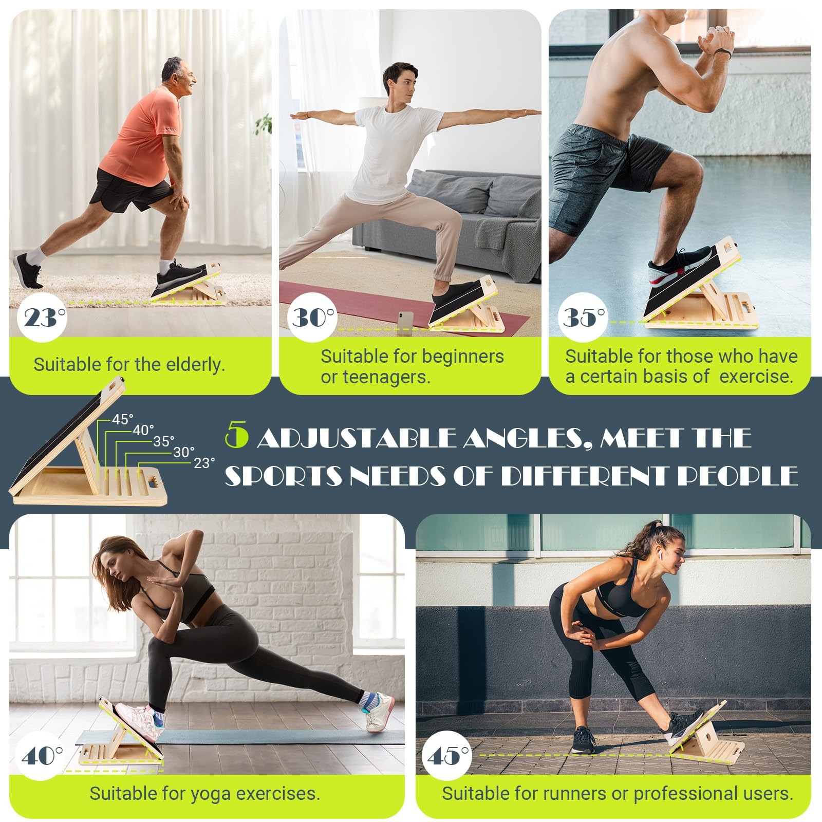 Slant Board for Calf Stretching, Black Board,
