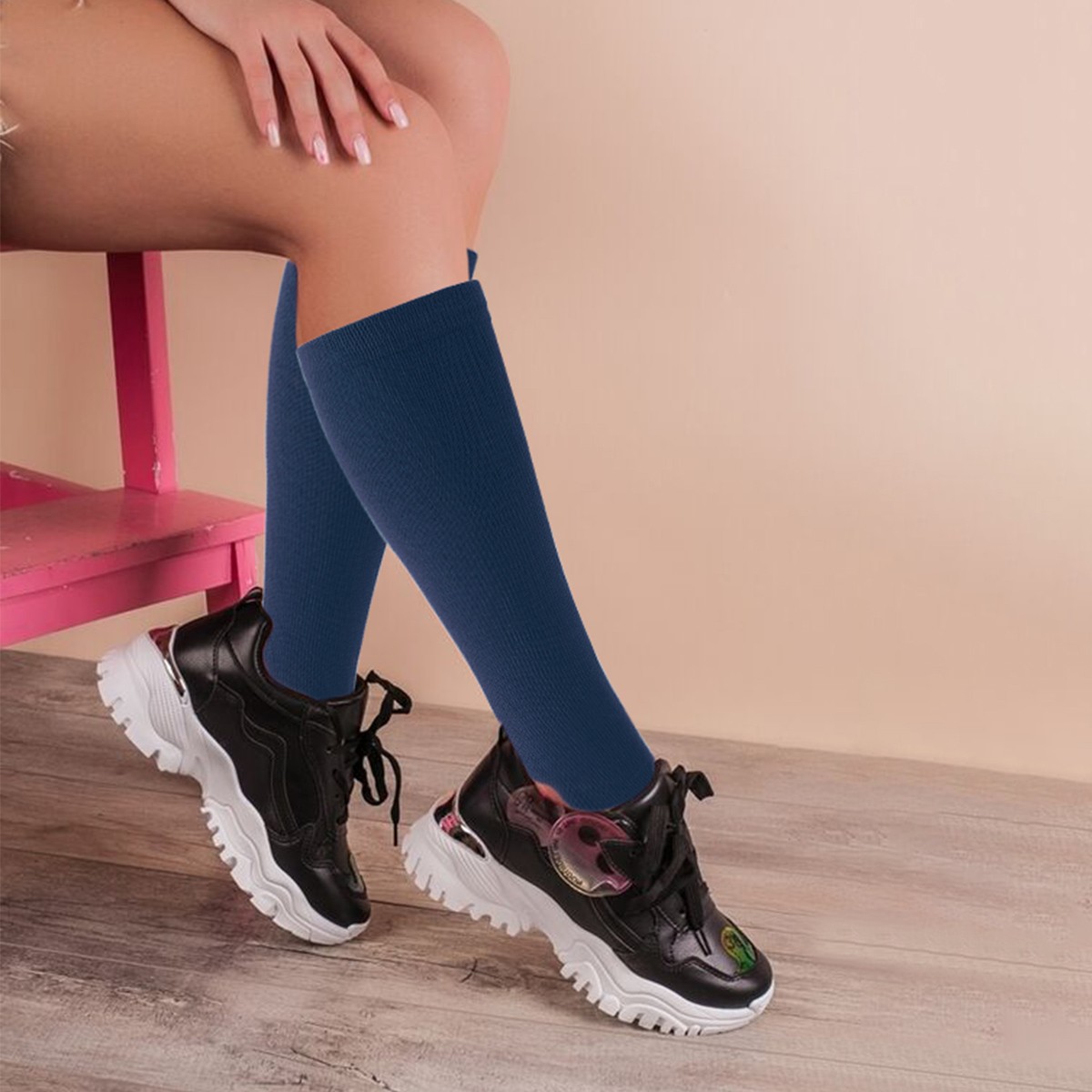 (5 Pairs)15-20mmHg Graduated Compression Support Socks Knee High Men Women S-XXL