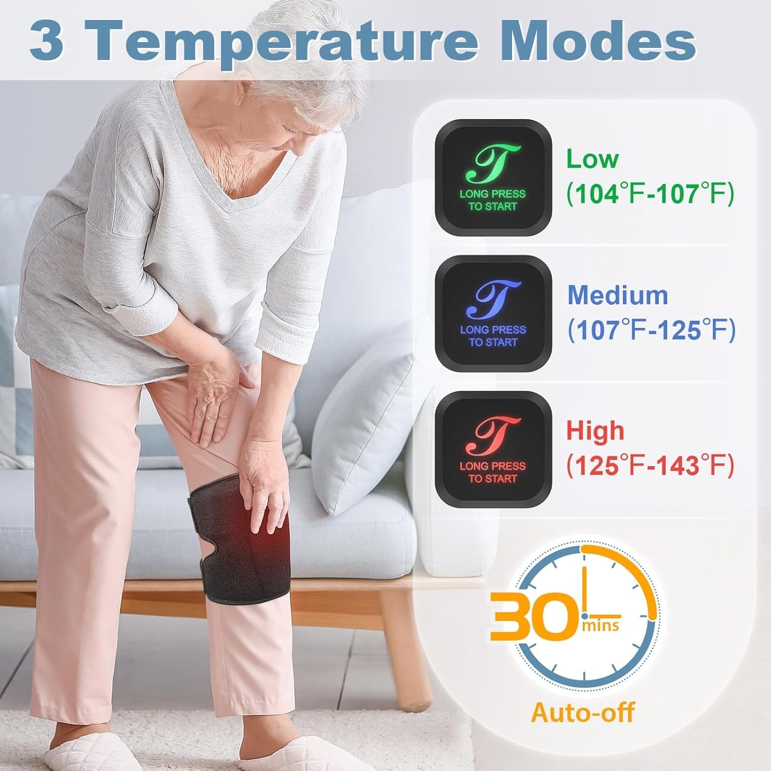 Soft Polyester Cordless Knee Heating Pad – Ideal for Arthritis and Muscle Pain