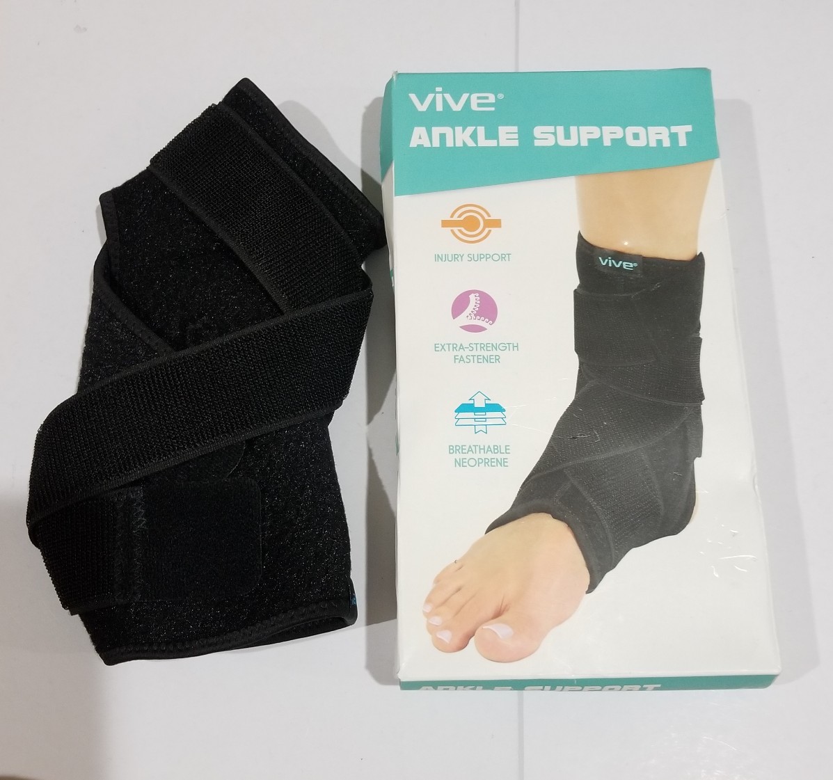 Ankle Brace Vive Adj. Ankle Sleeve w/ Support Strap Guard for Running