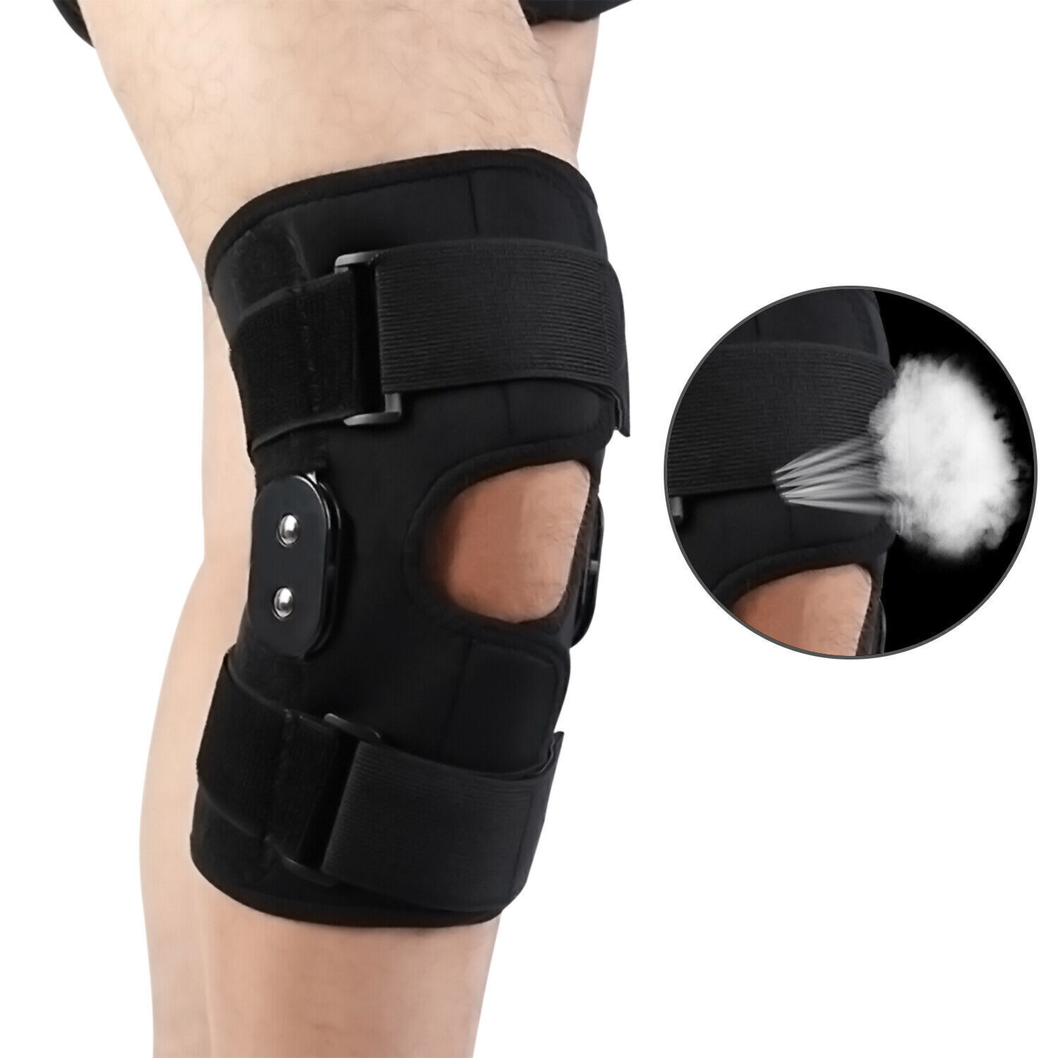 Hinged Knee Brace Compression Sleeve Joint Support Open Patella Stabilizer Wrap
