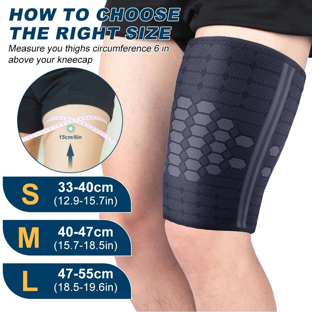 1 Pair Thigh Compression Sleeve – Non-Slip Hamstring Groin Wrap for Workout
