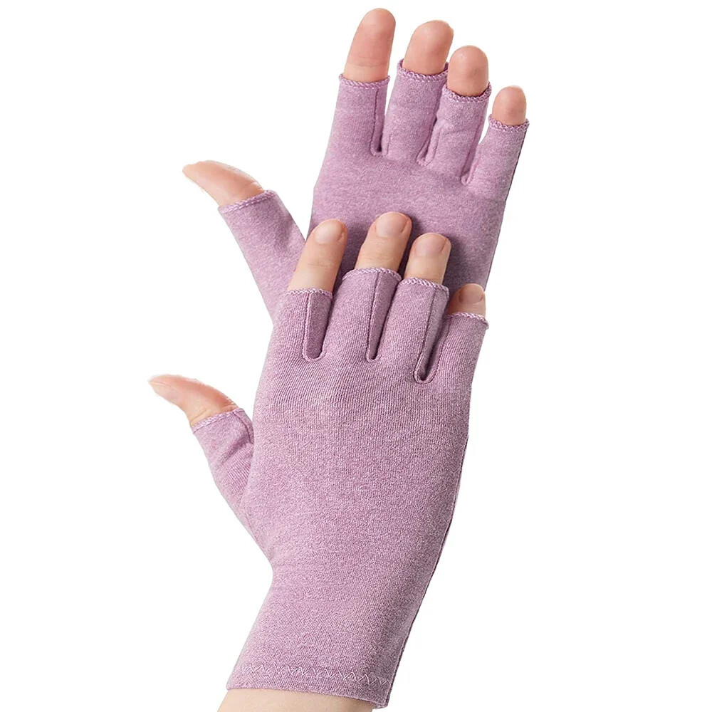 2 Pair Unisex Arthritis Compression Gloves Relieve Muscle Pain Fingerless Gloves