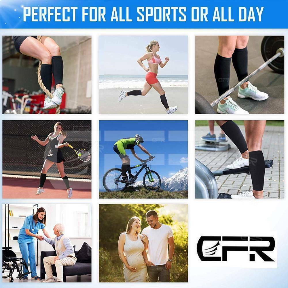 Pair Compression Socks Calf Sleeve Leg Support Brace 15-25mmHg Men Women Sports