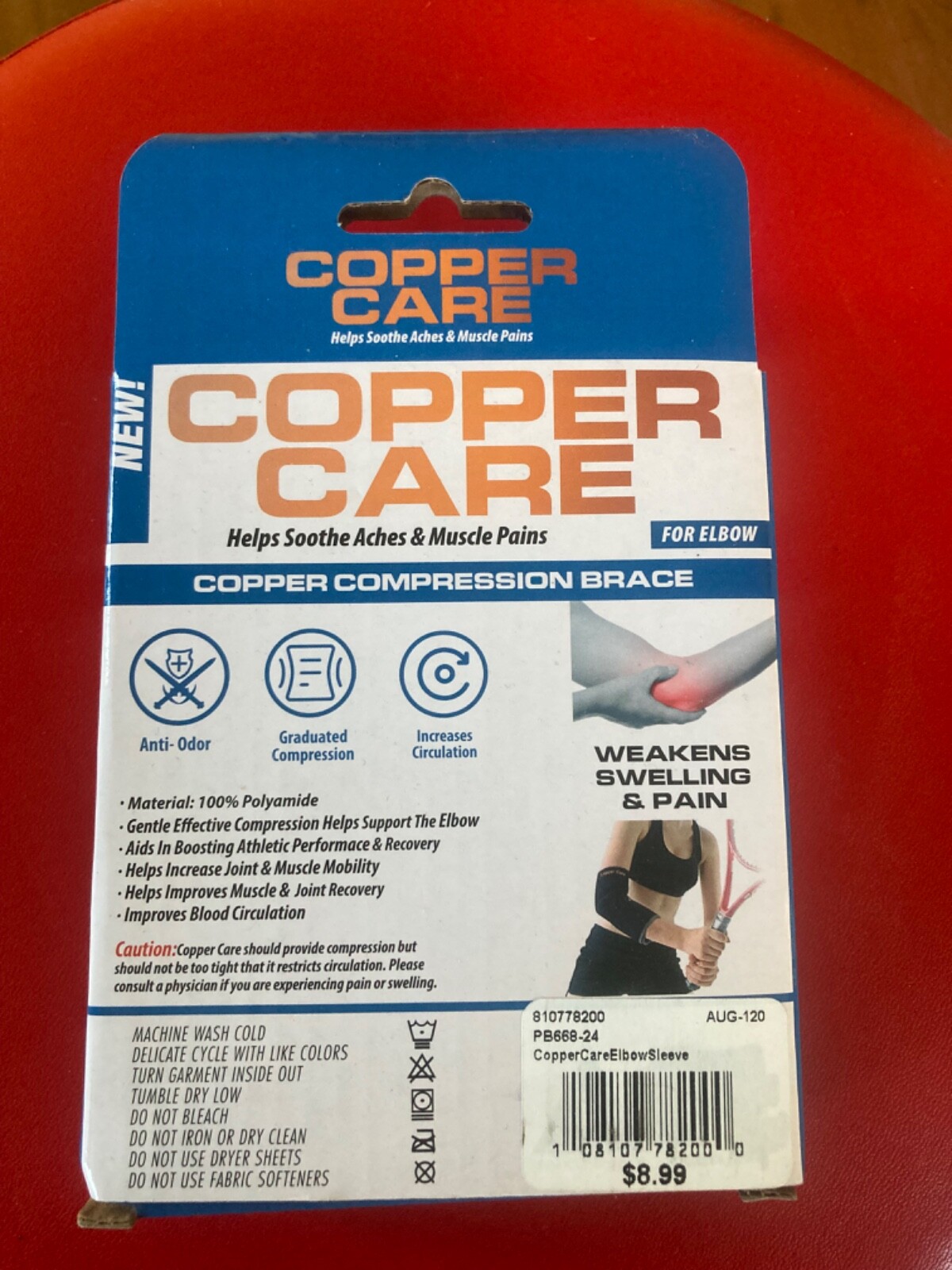 Copper Care Copper Compression Brace for Elbow 1 Pack Adult One Size Fits Most