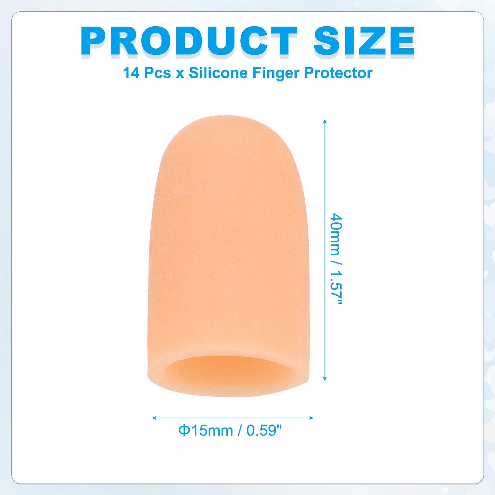 14 Pcs 1.8″x0.67″ Gel Finger Cots Silicone Finger Tip Protector Support Beige