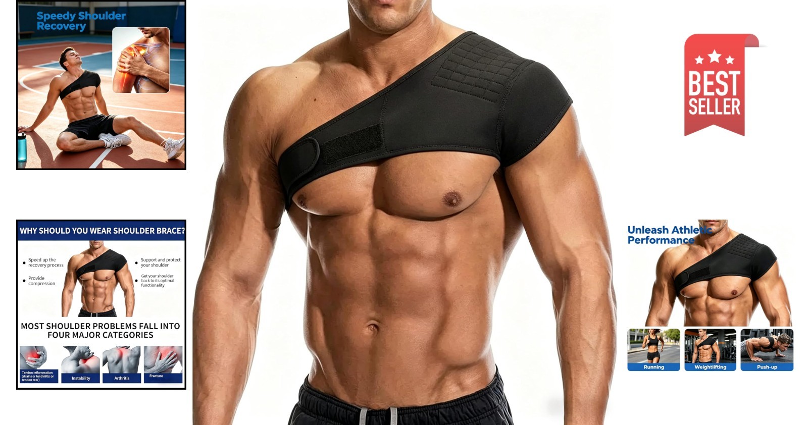 Shoulder Brace, Rotator Cuff Support Brace and Arm Sling for Pain Relief