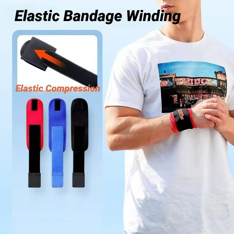 Black 2PC Fitness Wrist Straps Adjustable Strength Support Gym Wrap Brace Band
