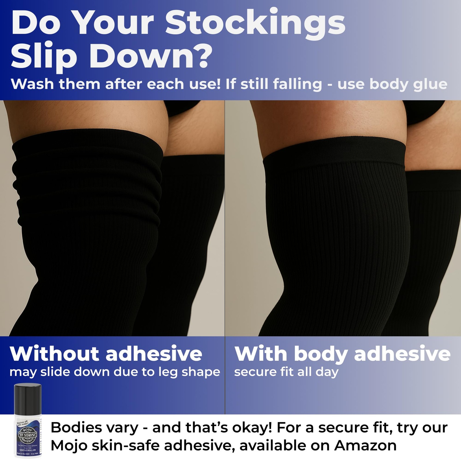 Men’s Plus Size Thigh High Compression Socks – Full Leg 20–30 X-Large, Black
