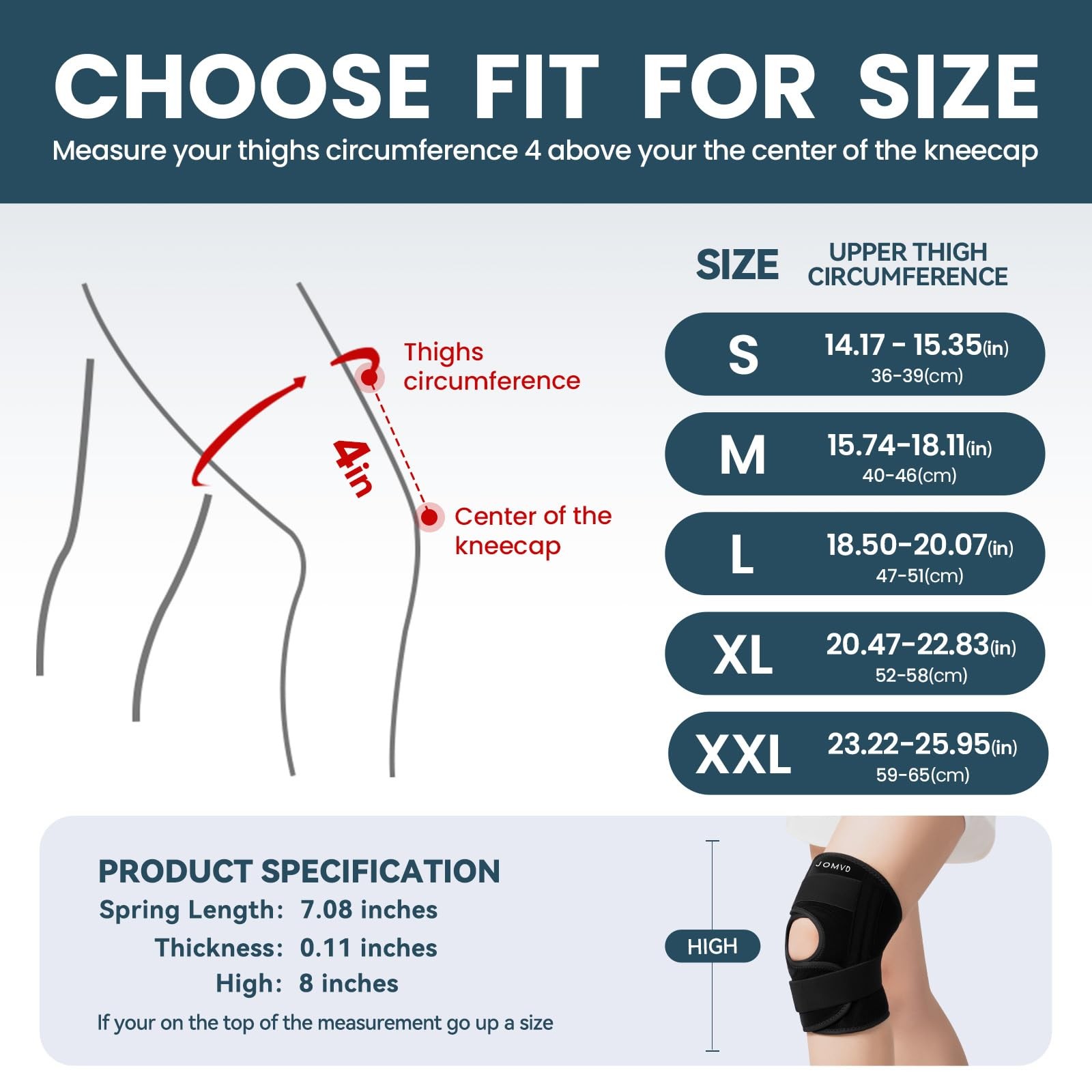 Jomvd Knee Brace For Knee Pain Relief Adjustable Knee Support Side Stabilizers