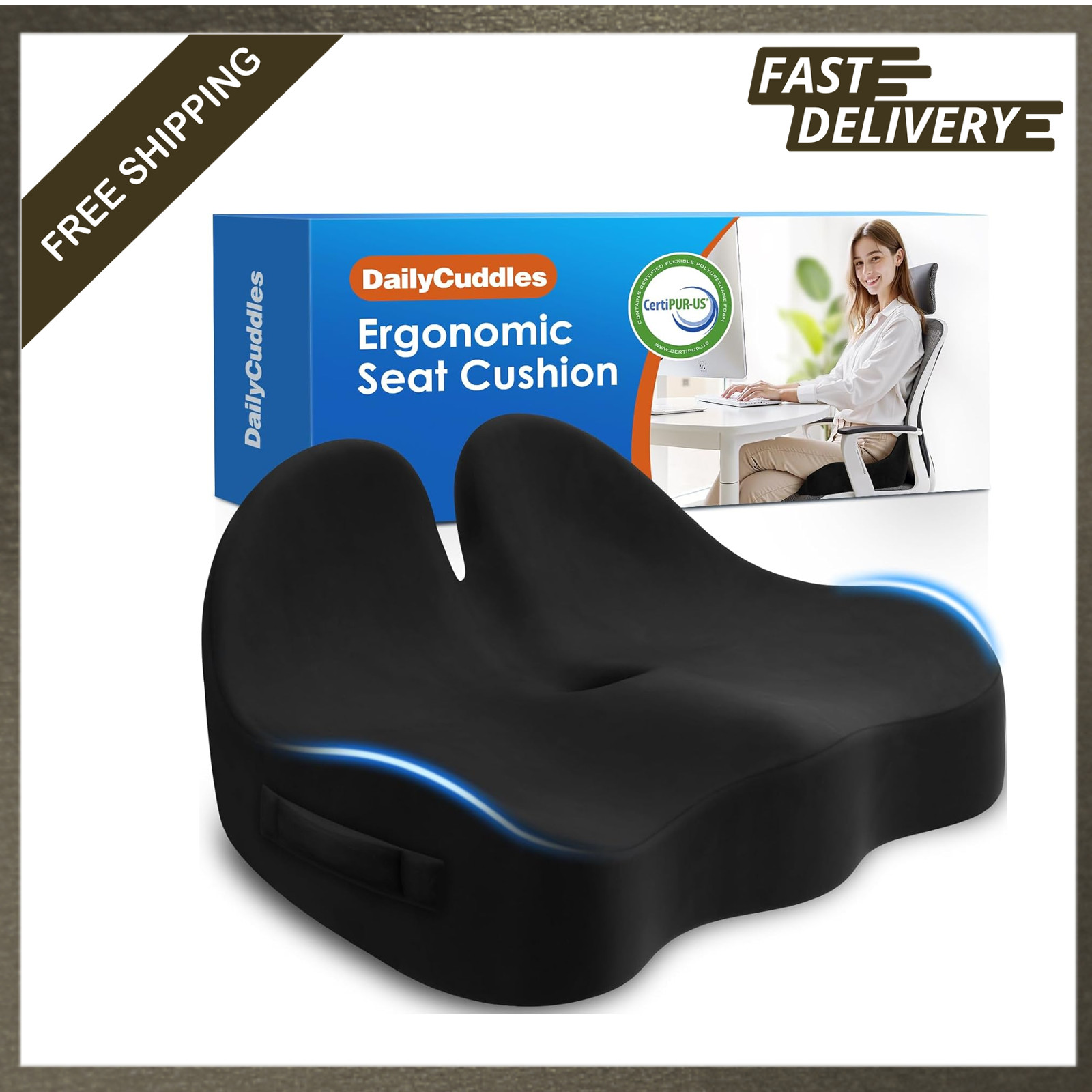 Seat Cushion Memory Foam for Office Chairs Desk Seats Wheelchair Hip Sciatica