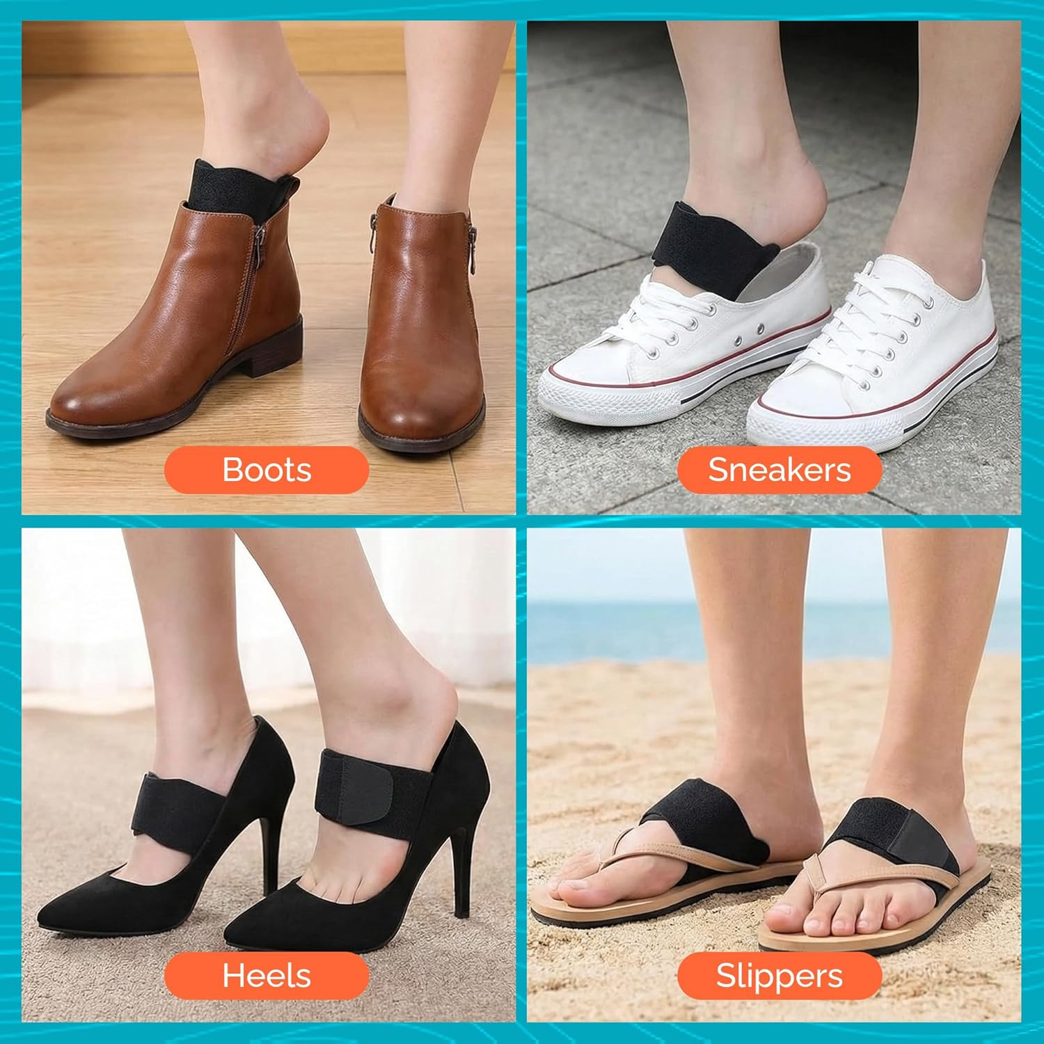 Foot Arch Support Braces for Women Men–Adjustable Compression Arch Support Bands
